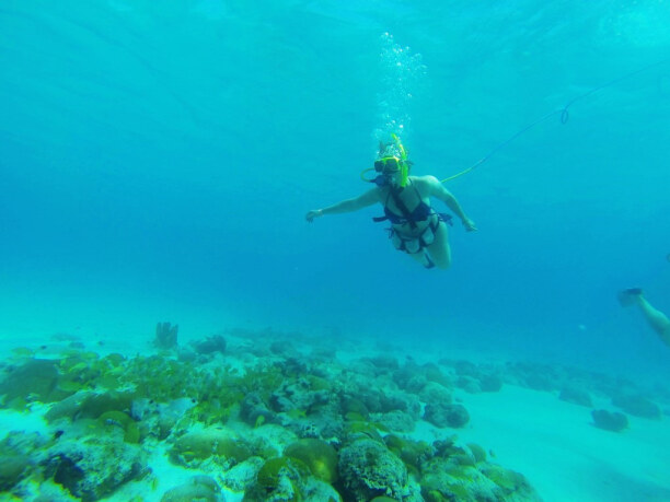 Eine Woche Aruba, Aruba, Wir erkunden die Unterwasserwelt von Aruba beim sogenannten Snuba Divi