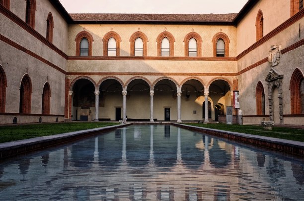 Kurztrip Lombardei, Italien, Im Schloss Sforzesco sind heute diverse städtische Sammlungen ausgest