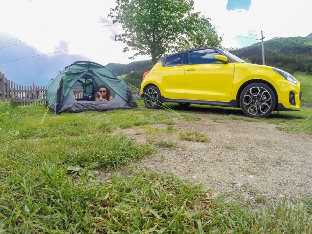 Kurztrip Trentino-Südtirol, Italien, Nachdem wir das Zelt am Campingplatz aufgebaut hatten, sind wir zum ü