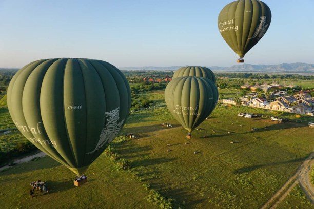 Langzeiturlaub Myanmar, Myanmar, Unsere 1.  Ballonfahrt in Bagan