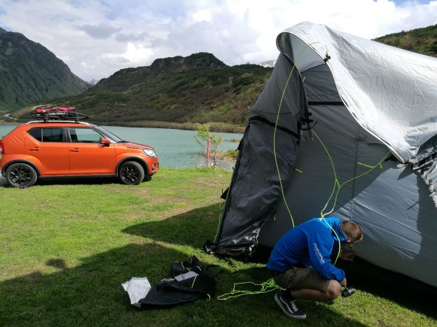Kurzurlaub Tirol, Österreich, Zu ersten Mal seit langem haben wir wieder in einem Zelt geschlafen. D
