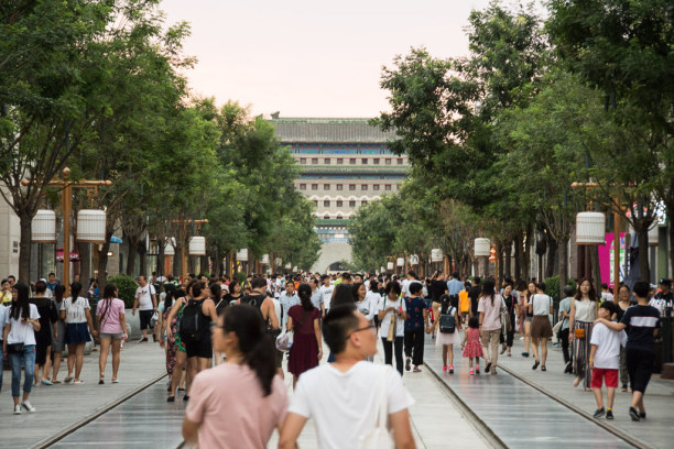 1 Woche Peking (Stadt), Peking und Umgebung, China, Die Fußgängerzone Qianmen Dajie ist eine gute Möglichkeit fürs Sho