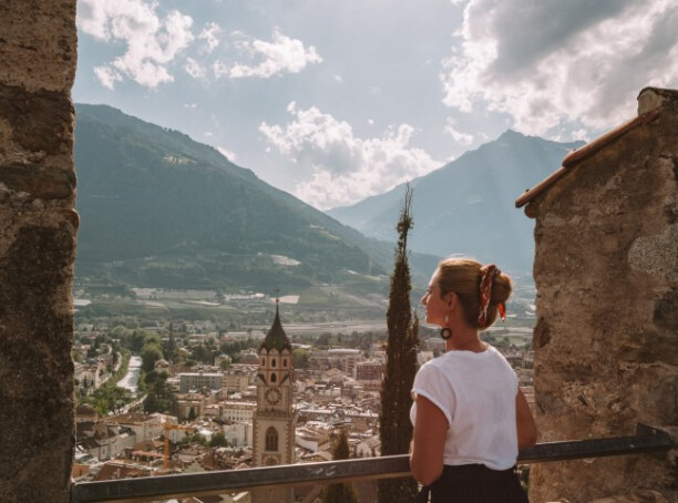 Kurztrip Meran (Stadt), Trentino-Südtirol, Italien, Vom Pulverturm aus hat man eine fantastische Aussicht auf ganz Meran